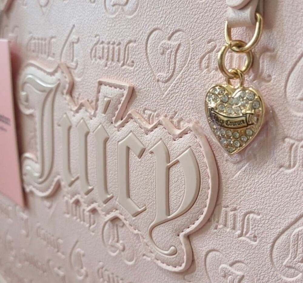 NWT Juicy Couture Upgrade U Tote‎ Powder Blush Pink Embossed Logo Bag - Picture 3 of 6